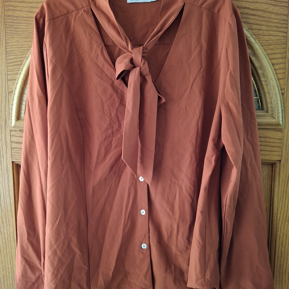 JustFab Terracotta Tie-Front Blouse